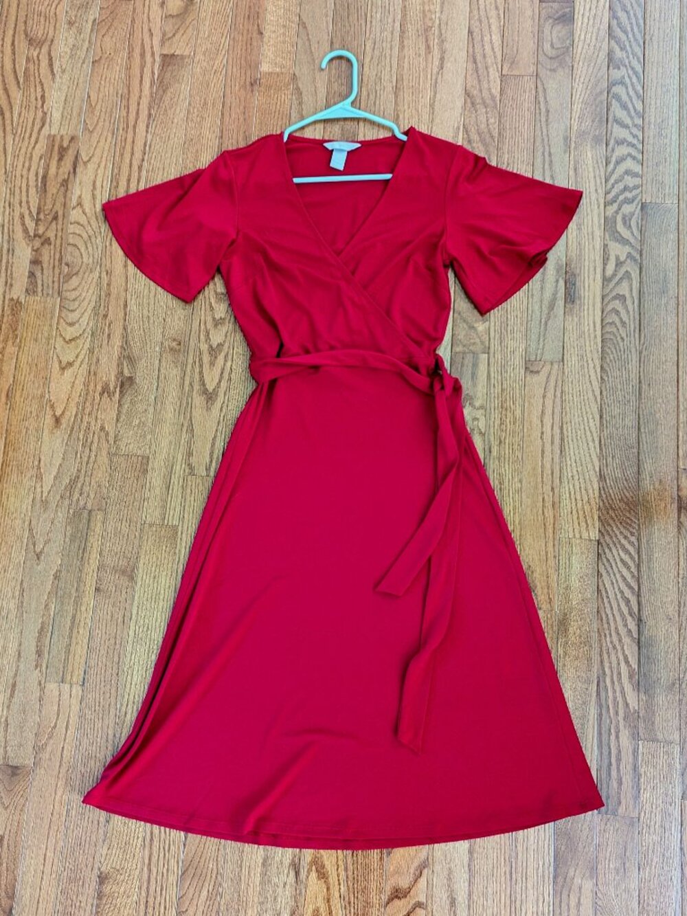 H&M faux wrap dress in red XS